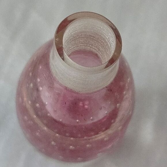 Vintage Pink Art Glass Perfume Bottle Decanter with Stopper Bullicante Bubble - Picture 5 of 8